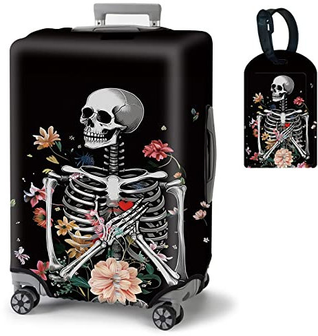 BVDIKMI Kofferabdeckung, elastisch, schützend, staubdicht, waschbar, Reisegepäckhüllen für Koffer mit niedlichem Gepäckanhänger, Blumenkädel, XL - Fit 29-32 Inch Luggage