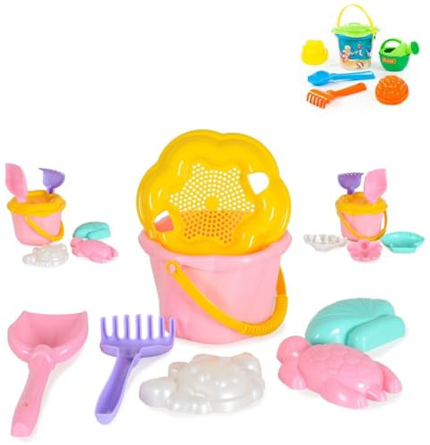 Polesie Sandleksaksset 93905 hinkformar, spade, sil, kratta, 7 delar, färger: rosa