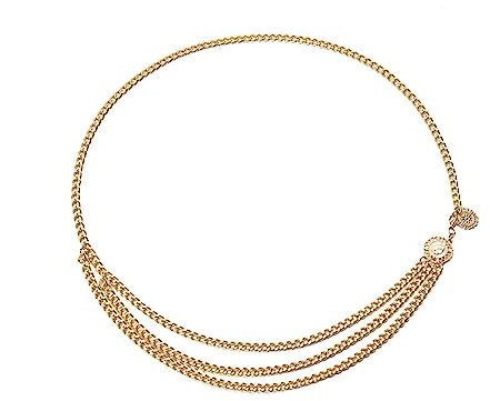 Kettengürtel Gothic, Kettengürtel Gold Vintage Multi-Schichten Kette 93cm Metalllegierung Panzerkette Taillenkette