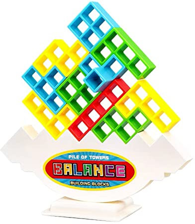 48Pcs Tetra Tower Balance Game, Swing Stack High Child Toy, DIY Assembling Versatile Board Table Games Stacking Blocks Puzzle Assembly Bricks Gift for Kids (48-Piece)