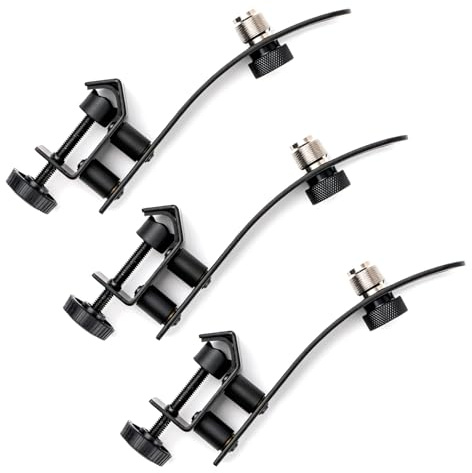 Microphone Clips, Shockproof Microphone Holder for Drums from 6 to 18 Diameter, Universal Mic Set Clamp Adjustable, Drums Microphone Set, Black, 3-Pack