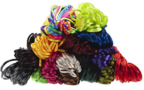 Cordoncino in nylon satinato da 2,5 mm, per kumihimo, 16 ciocche, 150 metri, per nodi cinesi, artigianato, creazione di gioielli, macramè, braccialetti intrecciati, collane con perline e cucito