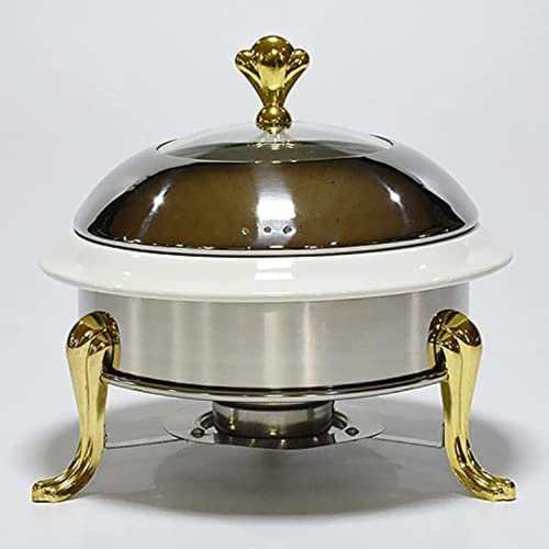 Chafing Dish Buffet Set,Round Durable Chafer And Buffet Warmer Set,Stainless Steel Chafer For Kitchen Party Dining Buffet,Ceramic Liner (Gold 26Cm)