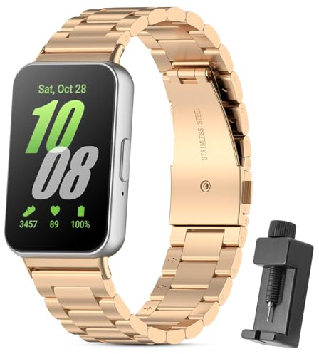 CHULN Metallarmband kompatibelt med Samsung Galaxy Fit 3, justerbart ersättningsarmband i rostfritt stål för Galaxy Fit 3. (ingen värd)