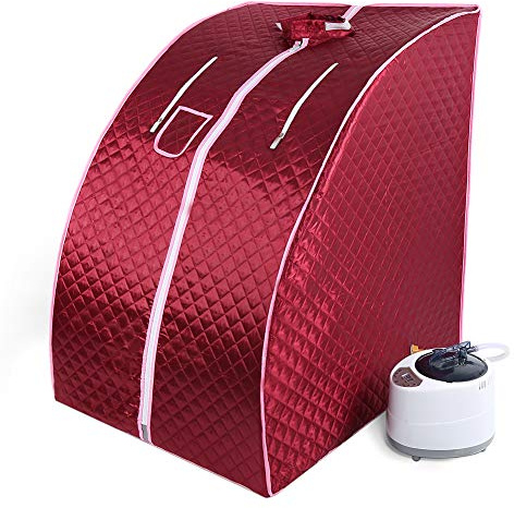 Bastu, mini ångbastu för hemmet, bärbar bastu, hemmabastu med fjärrkontroll, bärbar basturum, mobil ångbastu SPA kan lindra trötthet, viktminskning (röd)