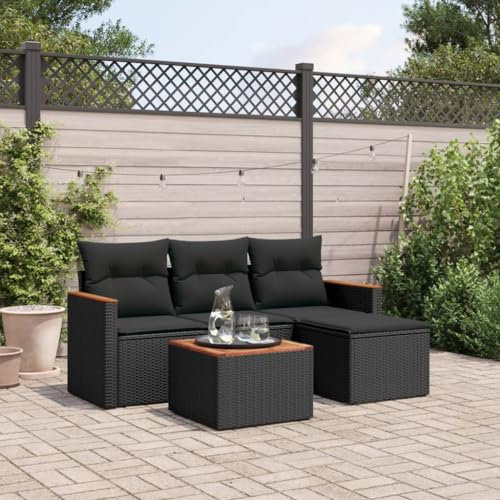 Festnight Balkon Ecklounge mit Stauraum Gartenlounge Rattan Sofa Garten Lounge Sofa Outdoor Sitzecke Loungemöbel Gartensofa Ecksofa Rattansofa Couch