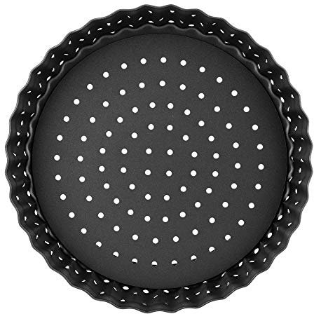 Lybunair Plateau à Pizza en Acier au Carbone, Plaque à Pizza Ronde en Acier au Carbone Antiadhésif, Cuisson Plaque Pan Pizza pour Tartes, Gâteaux et Pizza