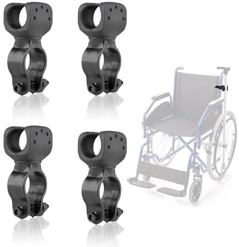 Landrain 4 Stück Rollstuhl Zubehör Stockhalter, Rollator Krückenhalter, Gehstöcke Halterungen