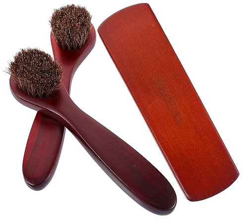 COLLBATH Schuhbürste Aus Pferdehaar Lederreinigungsbürste Stiefelreinigungsset Schuhbürstenset Pferdehaar Schuhreinigungsbürste Lederbürste