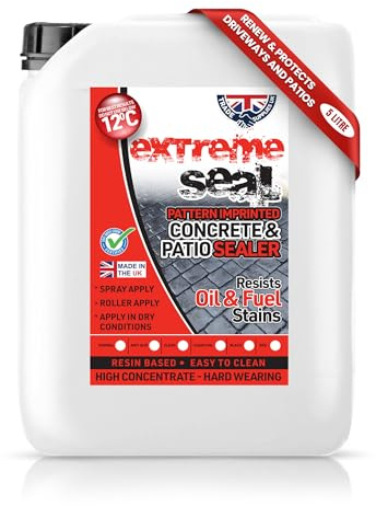 Trade Supplies UK - Extreme Seal Pattern Imprinted Concrete & Patio, Paint & Sealer - Acyrlic for Strength. Resists Fuel and Oil Stains (CHARCOAL, 5 Litre)