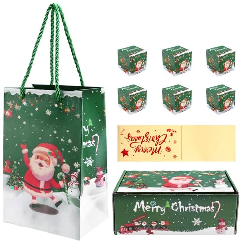 Junterone Weihnachts-Sparschachtel Set Geschenkbox Explosionsbox für Geld Weihnachts-Geldbox für Bargeldgeschenke (Grün, 6 Stück)