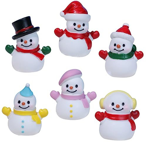 TOYANDONA Kleiner Schneemannfigur Aus Harz 6 Stück Weihnachtsdeko Für Garten Und Tisch Mikrolandschaft Weihnachtsfeier Dekoration