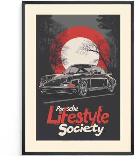 MJ-GRAPHICS® Elfer Sportwagen Poster Retro Wandbild A4 ohne Rahmen