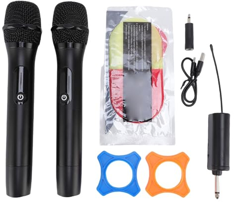 LICAEVEY Microphone Portable, Système de Micro à Double Cordon à Double Cordon sans Fil, Connexion Stable 2,4 GHz, Microphone Rechargeable pour Chant de karaoké, Fête, Discours