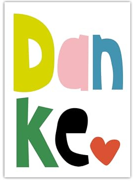 DebbysKreativkram Karte Danke bunt | A6 (1 Karte) | bunte Grußkarte Dankeschön | Dankeskarte | Postkarte kleines Dankeschön | Geschenk für Erzieherin, Lehrer, Kollegen, Trainer, Chef, Abschied