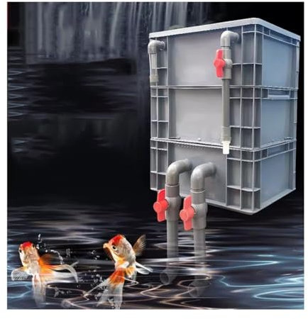 DECAKE Großes Aquarium-Filterset für Fischtanks und Teiche, externer 3-stufiger Wasserkreislauf-Filterkasten, Keine Pumpe und Filtermedien, einfache Reinigung und Montage (Farbe: Blau, Gr