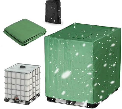 Wasserdicht Schutzhülle für IBC Container 300L 600L 800L 1000L, IBC Tank Abdeckung, 420D Reißfest Abdeckplane für Regentonne Wassertank mit Verstellbarer KOR(Size:600L :120 * 80 * 100CM,Color:grün)