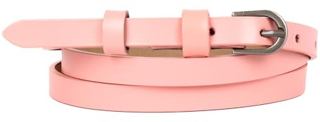 Zakatte • Damen schlichter schmaller Gürtel aus Leder Damengürtel Taillengürtel Ledergürtel Hüftgürtel G005 (Rosa, 90 cm)