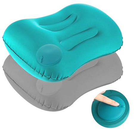 JAADU 2 Pezzi Cuscino Gonfiabile da Campeggio, Cuscino da Viaggio Ultraleggero, Cuscini Gonfiabili da Mare Comprimibile Compatto Ergonomico, Ideale per Campeggio, Viaggio, Spiaggia