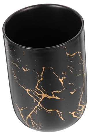GLEAVI Vaso de Cerámica Diseño de Mármol Negro para Baño y Hogar