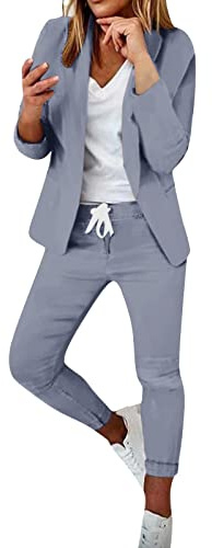 Completi Donna Eleganti Cerimonia Completo Da Lavoro Casual Eleganti Complete Ufficio Aperto Davanti Colletto Oversize Tuta Da Cerimonia Giacca E Pantaloni Tailleur Due Pezzi Business Per Sera Party