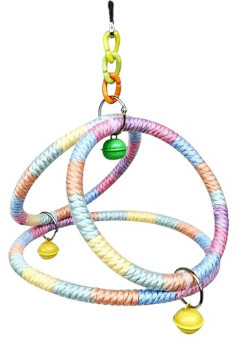 Jouet pour Canari Calopsitte ‌Inséparable Suspendus Aire de Jeux pour Oiseaux avec Cloches Balançoire Perruche Ondulée