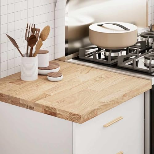 QJBSAVVA Piano di lavoro da cucina, 60 x 63,5 x 4 cm, in legno di rovere massiccio, rettangolare, design moderno, robusto e durevole, per cucina, garage, ufficio, bagno, balcone