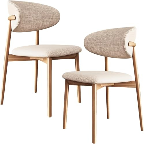Lot de 4 chaises de salle à manger avec dossier incurvé et pieds en bois, assemblage facile, salon, cuisine, restaurant, café, bistrot, revêtement élégant en mousseline