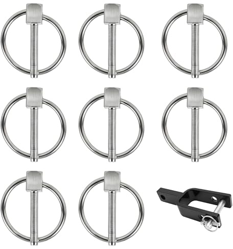 Nilioyul Lot de 8 goupilles pliantes Lynch Pin en acier inoxydable 304 Goupille à serrage rapide Épingles à nourrice rondes pour ferme, bateau, vélo, remorque, tracteur (3 x 35 mm)