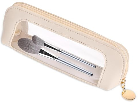 JOOTUEPO Mini Trousse de Maquillage Transparente Blanc Petite Étui Cosmétique Sac à Main Pochette de Toilette Imperméable avec Fermeture éclair pour Femme la Maison, Les Voyages, Le Bureau