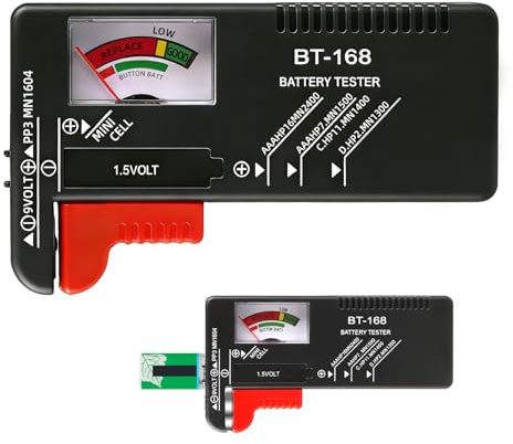 Universal Battery Tester para Pilas AAA, AA, C, D y Botton 1.5V 9V Battery Voltage Tester para Recycling Batteries Comprobador de Pilas sin Batería para Uso Doméstico y Viajes (BT-168)
