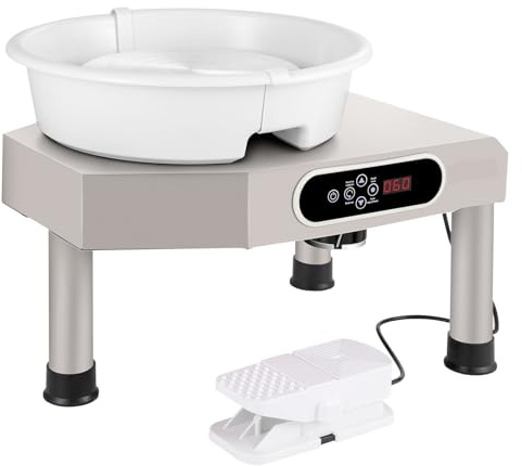 WAFOHSR Tornio for Ceramica, Macchina for La Formatura della, Schermo LCD Touch da 25 Cm, for Argilla, Utensili Elettrici Fai Te for Scolpire L'argilla 350 W con Pedale Controllo Preciso