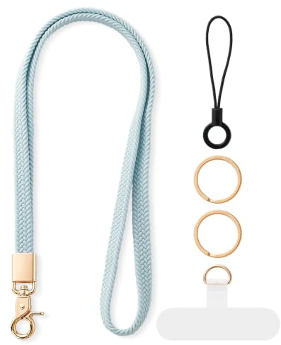 CHUQING lanière de cou pour clés, longues lanières extensibles pour Badges d'identité, porte-clés, lanière de téléphone croisière Bleu ciel