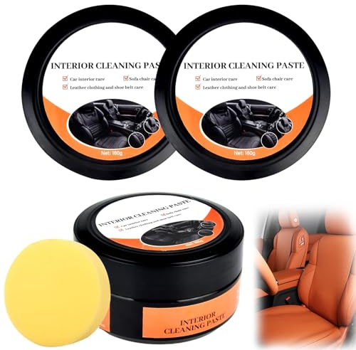 Auto Innenraum Reinigungscreme, Interior Cleaning Paste, 160g Multifunktionale Pflegepaste für Sitze, Auto Innenraum Reiniger, Reinigt, pflegt & schützt Lederoberflächen für Mittelkonsole & Möbel