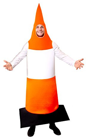 I LOVE FANCY DRESS VERKEHRS KEGEL KOSTÜM WARNZEICHEN LEITKEGEL SCHAUMSTOFF = ORANGE WEIß GESTREIFTER ABGRENZUNGS VERKLEIDUNG=VERSCHIEDENEN STÜCKZAHLEN= 1 KOSTÜME