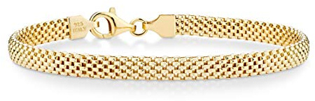 Miabella 18K Gold Plated 925 Sterling Silver Italian 5mm Mesh Link Chain Bracelet for Women, Made in Italy (Length 7 Inches)