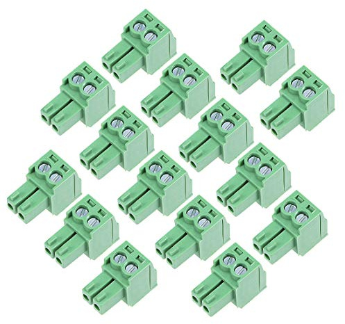 sourcing map PCB Klemmschiene Stecker Grün AC300V 8A 3,5mm 15 Stück | Tonhöhe 2P Einschub de
