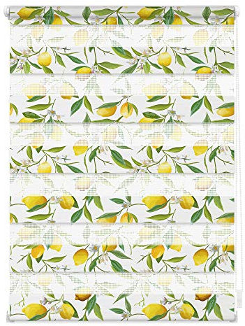 Lichtblick Doppelrollo Klemmfix ohne Bohren mit Motiv, Limone - Gelb Grün, Blickdicht, Made in Germany, Klemmträger 80 cm x 150 cm (B x L)
