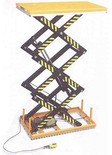Piattaforma elevatrice elettroidraulica a pantografo triplo grande alzata con piano di sollevamento fisso elevatore a forbice cm.170x100 tavolo sollevatore alta portata Kg.1000 h.cm.300 NPFA100EF