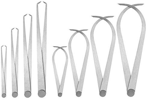 QWORK® Inside Outside Metal Measurement Kit, 8 PCS Ceramic Pottery Measuring Tools with Bent-Leg and Straight-Leg for Carving Shaping (6'' 8'' 10'' 12'')