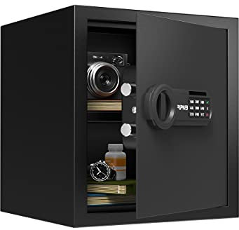 RPNB Deluxe Safe and Lock Box, Money Box, Digital Keypad Safe Box, Perfect for Home Office Hotel Business Jewelry Cash Use Storage, 34L, Alloy Steel,Black