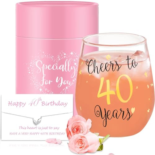 Yalucky Golden Stemless Weingläser, Cheers zu 30th, 40th, 50th Geburtstag Geschenke für Männer Frauen, Party, Hochzeit, Jubiläum, Party Dekorationen Geschenkideen für Frauen