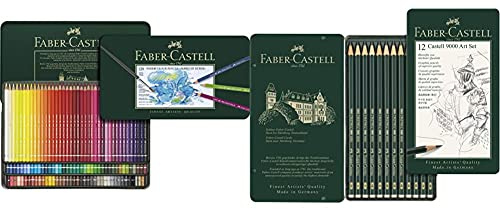 Faber-Castell 117511 - Aquarellstift Albrecht Dürer 120er Metalletui & 119065 - Bleistift Castell 9000, 12er Art Set