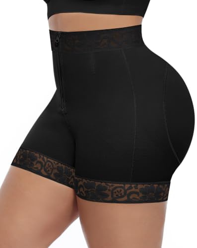 FeelinGirl Body Shaper Shorts Mid-Rise Butt Lifter Shapewear Tummy Control Waist Trainer for Women Black L