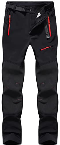 DAFENP Pantaloni Trekking Sci Uomo Invernali Pantaloni da Lavoro Termici Impermeabile Pantaloni Neve Softshell Montagna Escursionismo Caldo All'aperto MSKZ41035M-Black-M