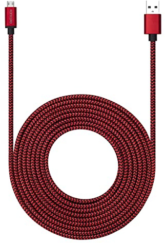 Câble micro USB de 4,6 m avec charge rapide 3 A, extra long et extrêmement durable en nylon tressé pour Galaxy S7/S6/J8/J7 Note 5, Kindle, LG, PS4, appareil photo, Xbox One et plus (rouge)