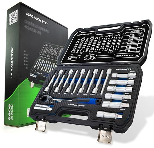 Stoßdämpfer Demontage Werkzeug Satz 18 tlg. Ratsche Spezial Werkzeug KFZ Fahrwerksinstandsetzungs-Set Domlager Auto-Reparaturen Stoßdämpfer Satz