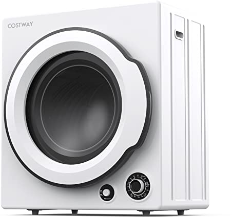 COSTWAY Portable Clothes Dryer, 13.2 LBS Front Load Compact Laundry Dryer with Stainless Steel Drum, 5 Drying Programs and Adjustable Exhaust Vent, Electric Tumble Laundry Dryer, 1350W, White