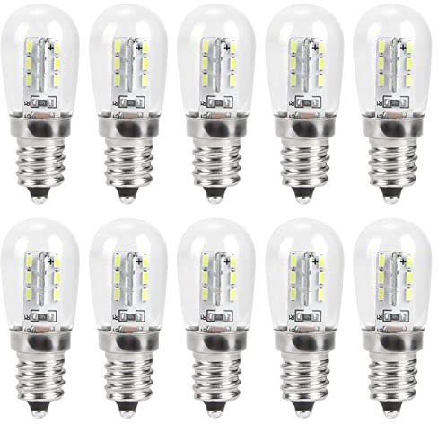 10 Stück E12 Sockel Glühbirne Nähmaschine Glühbirne Kühlschranklampe Glühbirne Spirale Kandelaber Glühbirne Weiß Tisch Dekorative Glühbirnen Lampenzubehör für Landschaftsschrank Säule 1.5 W AC 230 V