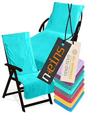 npluseins housse de protection pour transat ou chaise de jardin - éponge 1593.2317, chaise 60 x 130 cm, turquoise